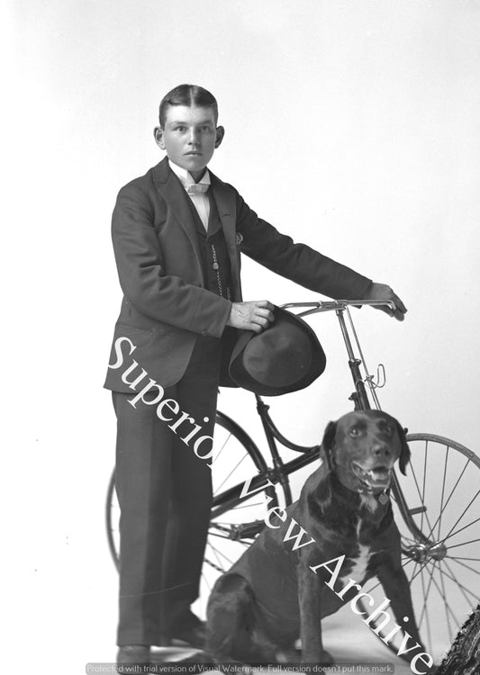 Vintage Unique Bicycle Antique Bike Boy With Dog