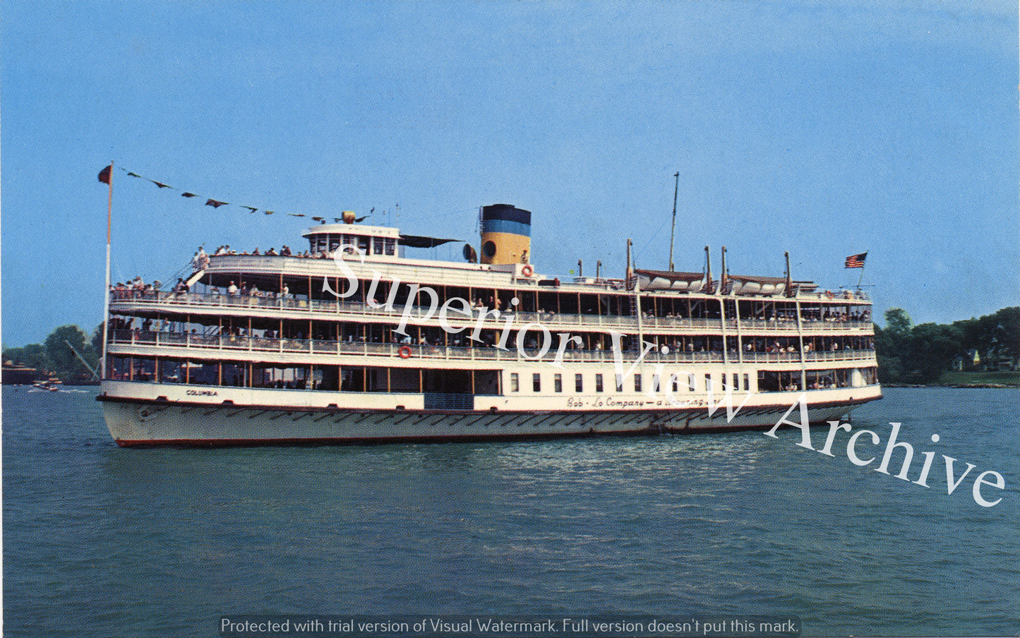 Old Time Bob-Lo Boat Ste. Claire Detroit River Vintage Ste. Claire Side View