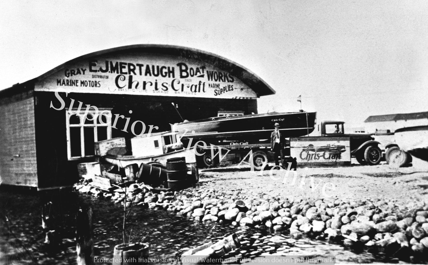 Vintage Chris Craft Boat First Chris Craft Dealership E.J. Mertaugh Boat Works
