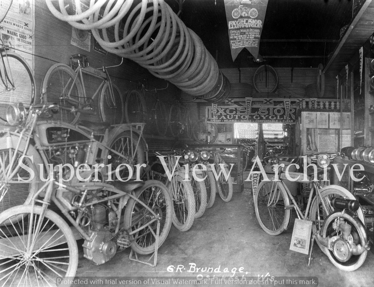 Excelsior Autocycle Motorcycle Show Room Oshkosh Wisconsin 1920 Signs Posters