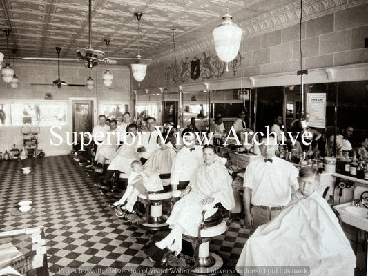 Vintage Barbers Antique Barber Shop Seven Chair Barber Shop Detroit MI Spitoons