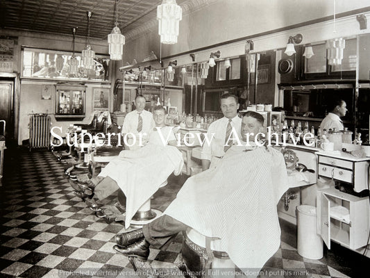 Old Time Barber Shop Vintage Barber Chairs Hair Tonic Bottles Detroit MI