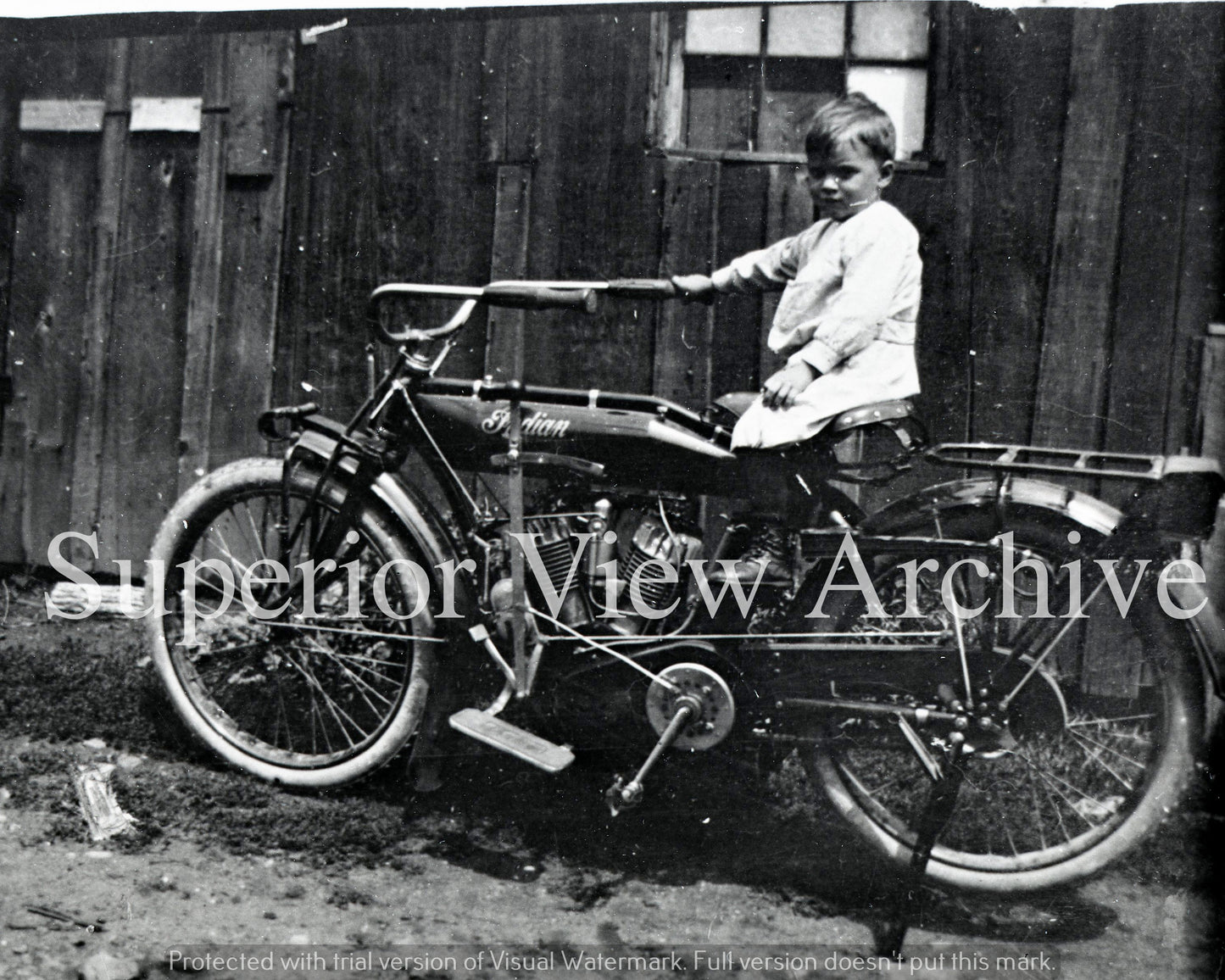Old Time Indian Motorcycle Photo Little Baby On Vintage Indian Motorcycle