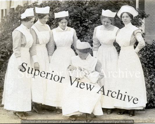 Old Time Nurses Vintage Nursing Nurse Old Uniforms Hats OB Nurses With Baby
