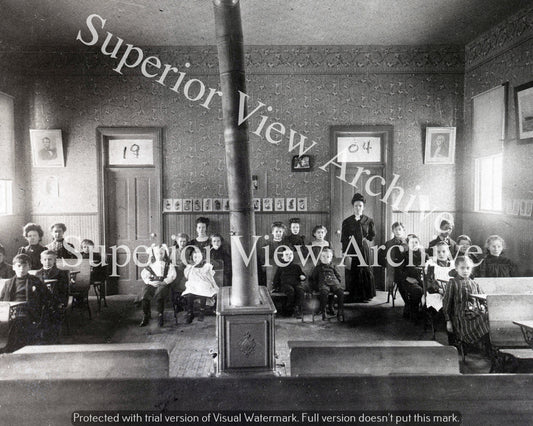 Old Time School Teacher Vintage Teaching One Room School Woodstove 1904