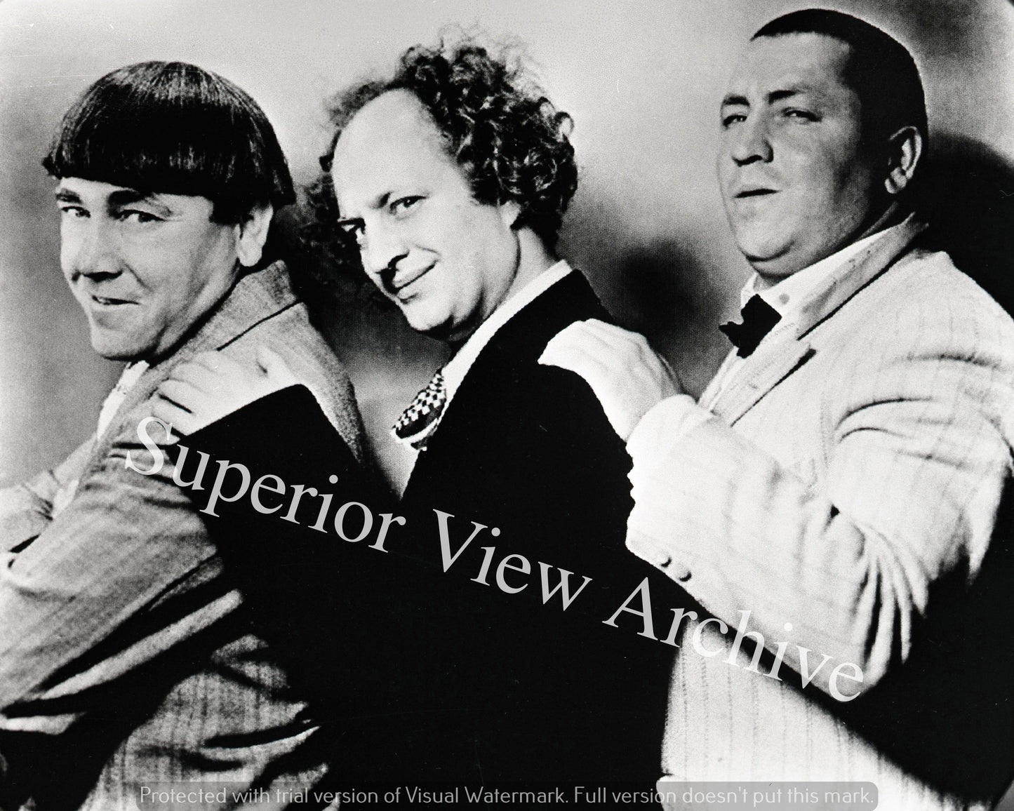 Classic Pose of The Three Stooges Larry Moe Curly In A Row Hands On Shoulders