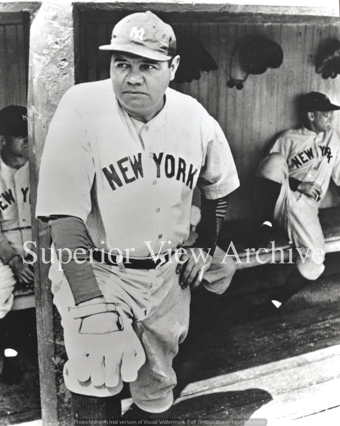 Babe Ruth New York Yankees in the Dugout