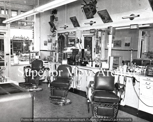 Vintage 1950 Barber Shop Old Time Barber Chairs Hair Tonics Mirrors Clippers