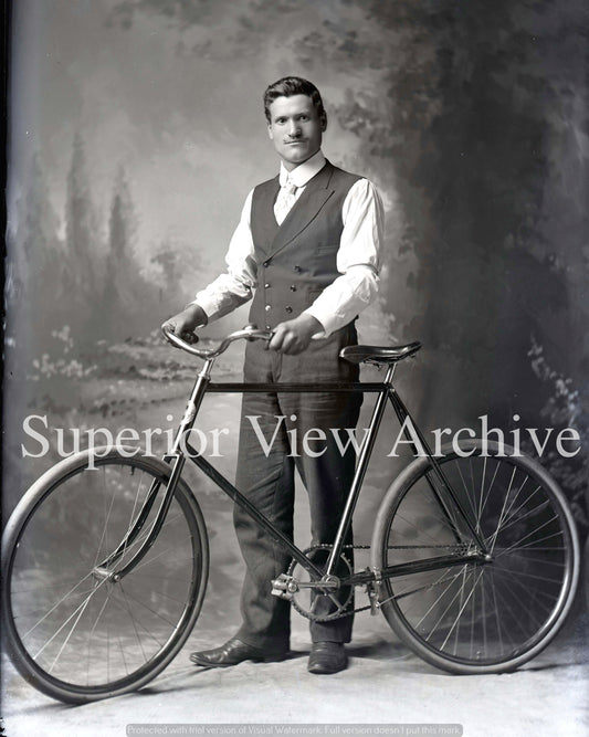 Vintage Young Man with Bike
