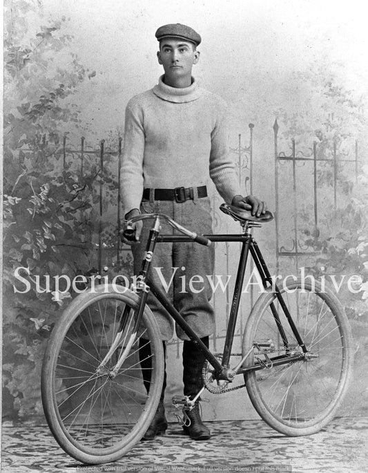 Vintage Young Man with Bike Knickers and Cap