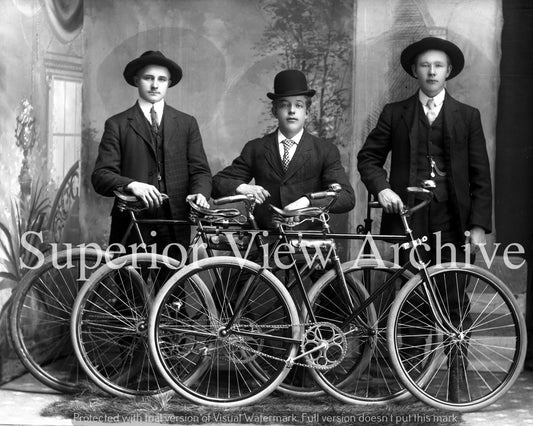 Old Calumet Bicycles Three Dudes In Hats Vintage Bicycling Bike Tires Michigan