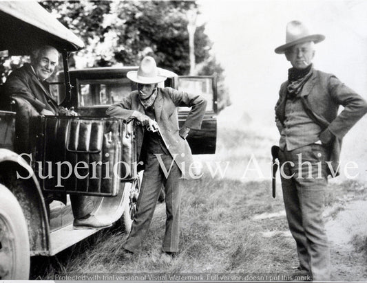 Henry Ford Thomas Edison Edward Kingsford Playing Cowboy Hats Guns Michigan