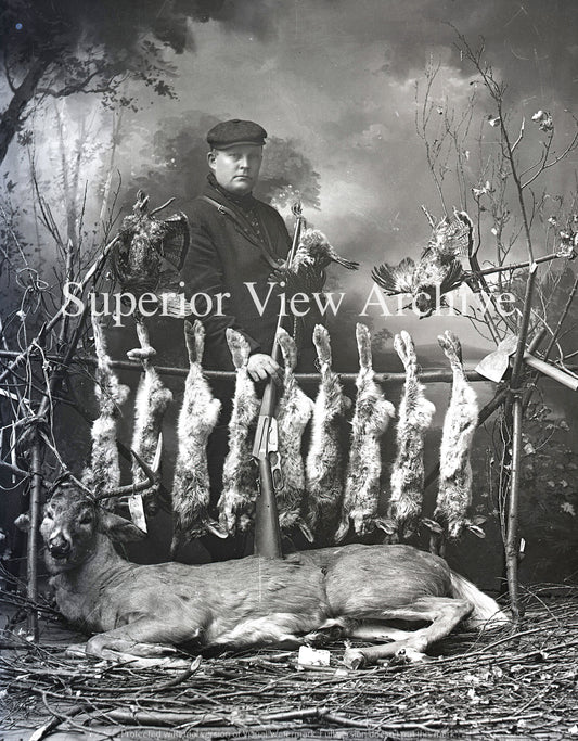 Vintage Deer Hunter With Partridge Rabbits One Day Hunt J.W. Nara Calumet MI