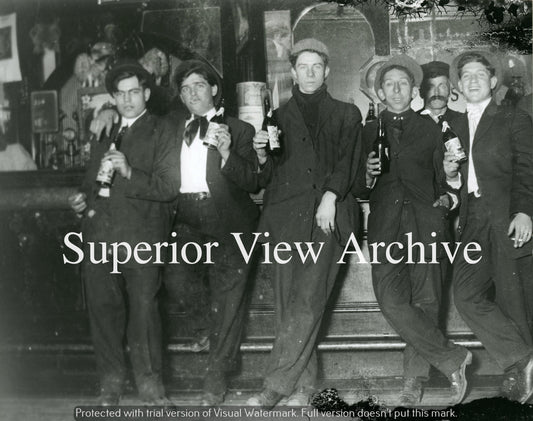 Old Time Saloon Beer Drinking Buddies Drunk Holding Beer Bottles Vintage 1890