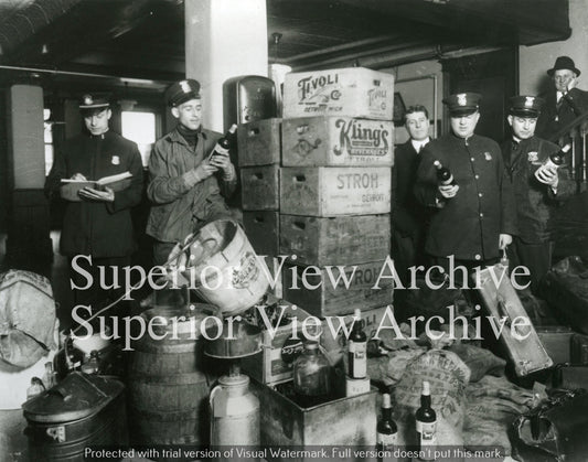 Detroit Police Prohibition Beer Whiskey Raid Strohs Beer Cases Beer Barrels