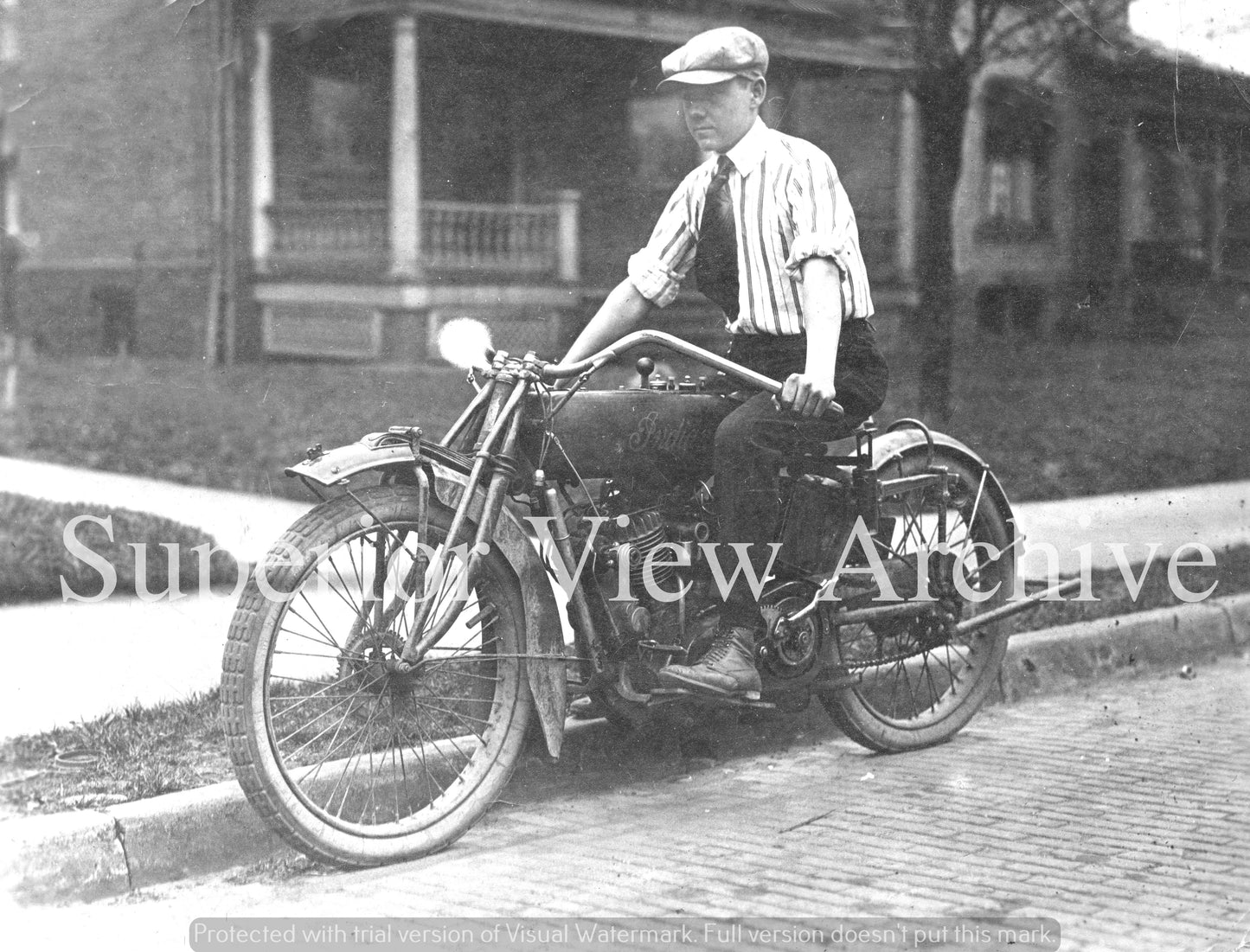Old Time Indian Motorcycle Photo Mr Sparhawk On Indian Motorcycle Milwaukee WI