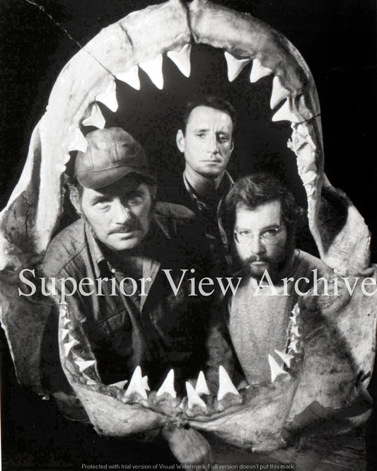 Jaws Cast of Jaws Looking Through Giant Shark Mouth