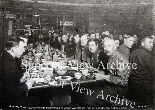 Logging Camp Mess Hall Lumberjacks Dining Enamelware Bowls Coffeepots Plates 1890