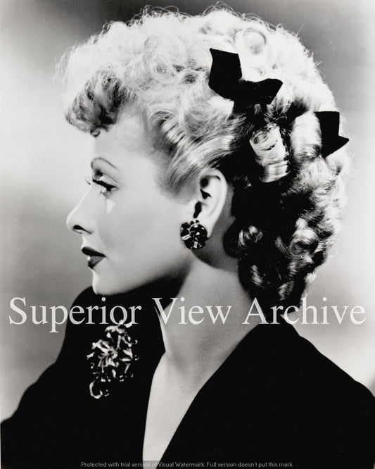 I Love Lucy Lucille Ball Beautiful Portrait Profile Curly Hair With Bows