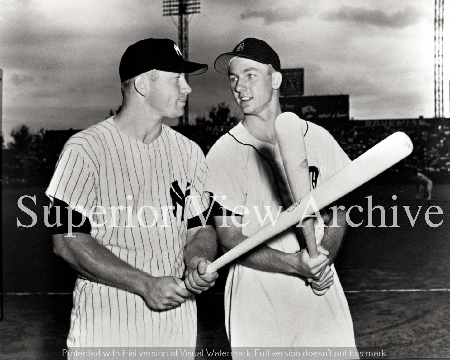 Detroit Tigers Al Kaline & New York Yankees Mickey Mantle Crossing Bats