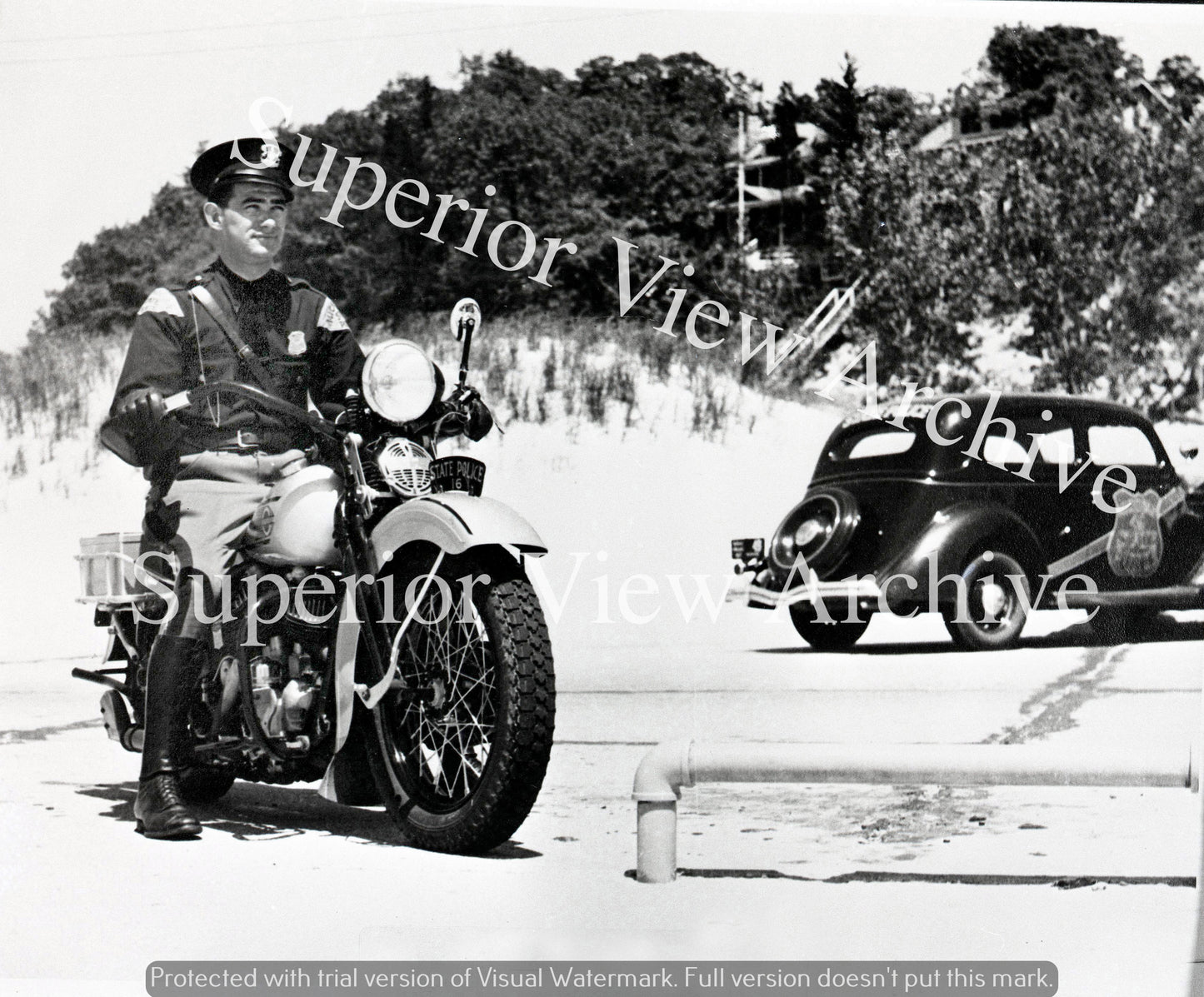 Michigan State Police Harley Davidson Motorcycle Cop Vintage Police Cruiser