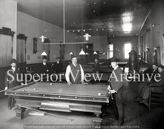 Old Time Pool Hall Billiard Tables Vintage Pool Tables Woodstove Men Playing