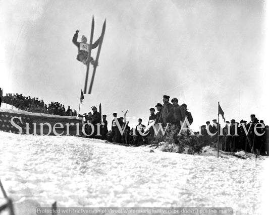 Old Time Ski Jumping First US Tournament Ski Jumper Antique Skis Ishpeming MI