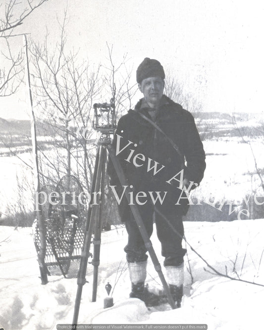 Vintage Survey Transit Antique Surveying With Snowshoes Old Time Surveyor