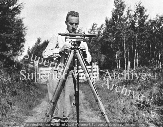 Old Time Surveyor Vintage Surveying Antique Transit and Tripod Mackinaw City MI