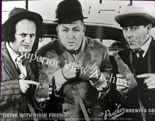 Three Stooges Beer Larry Moe Curly On Beer Bottle Label Panther Brewing Co.