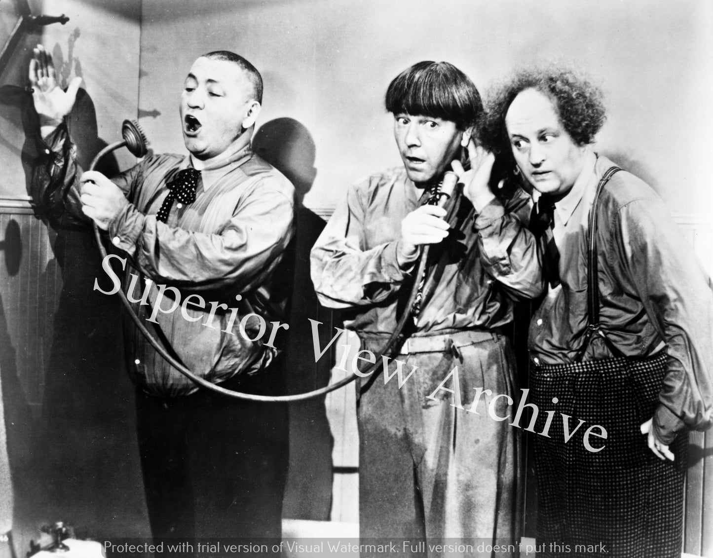 The Three Stooges as Plumbers Stooges Plumbing Larry Moe Curly Fixing Pipes