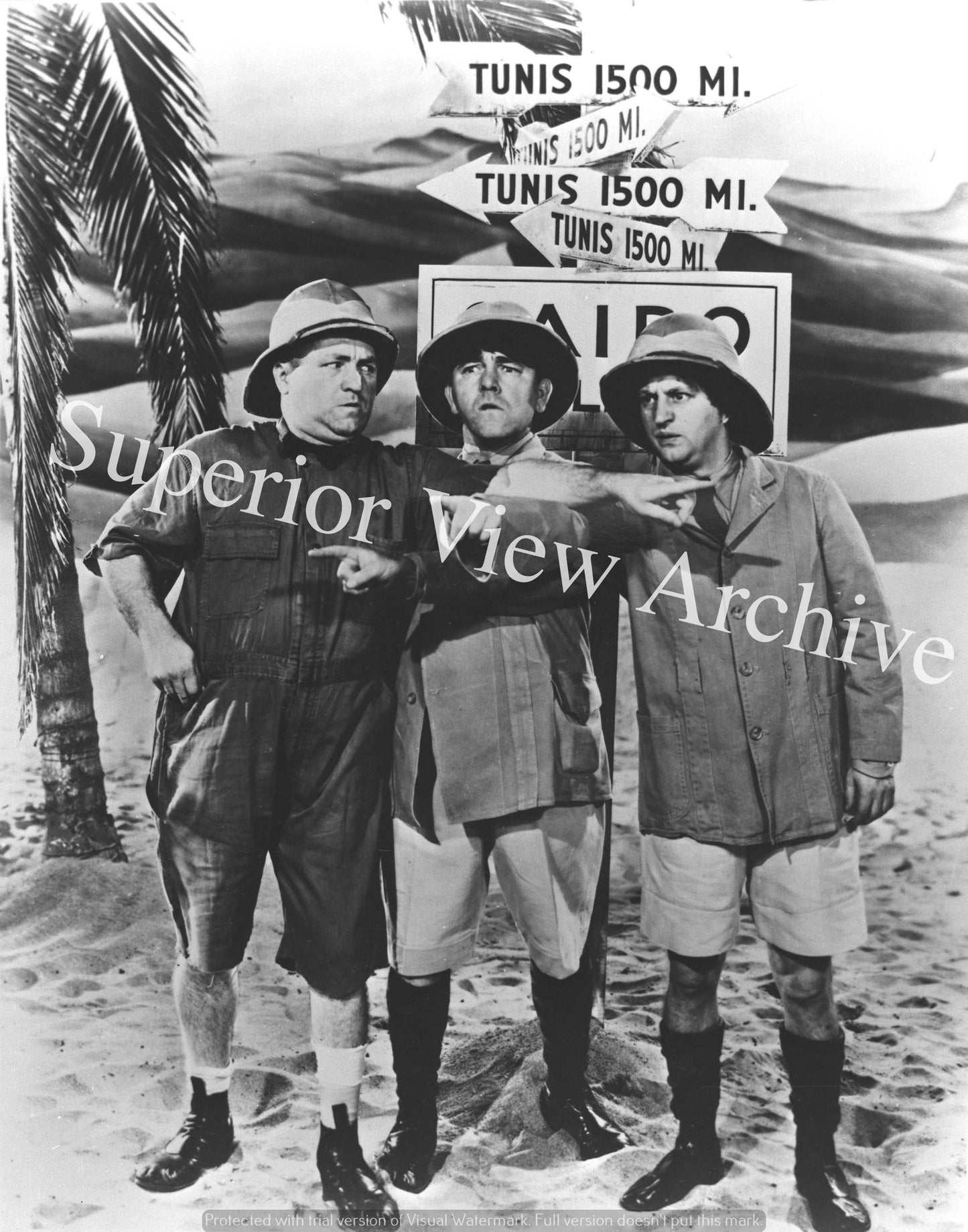 The Three Stooges In Pith Helmets Totally Lost Larry Moe Curly In Desert