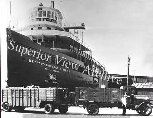 Vintage Vernors Ginger Ale Trucks Loading Ship Greater Buffalo In Detroit MI
