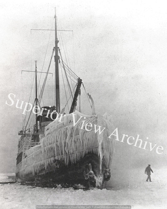 Ship Stranded in Lake Superior Ice Whitefish Point Michigan Shipwreck Marigold